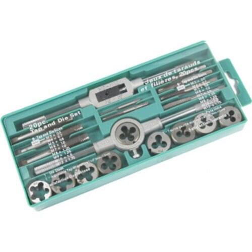 20pcs/lots Tap and Die Set Screw Thread Plug Taps Wrench Die Alloy Steel Hand Tapping Tools Screw Taps Drill