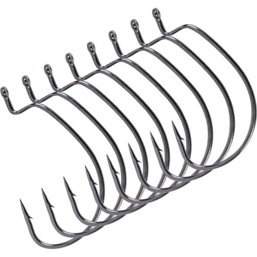 50pcs/lot size: 6#-5/O High Carbon Steel Fishing Hooks Crank Hook For Soft Worm Bait