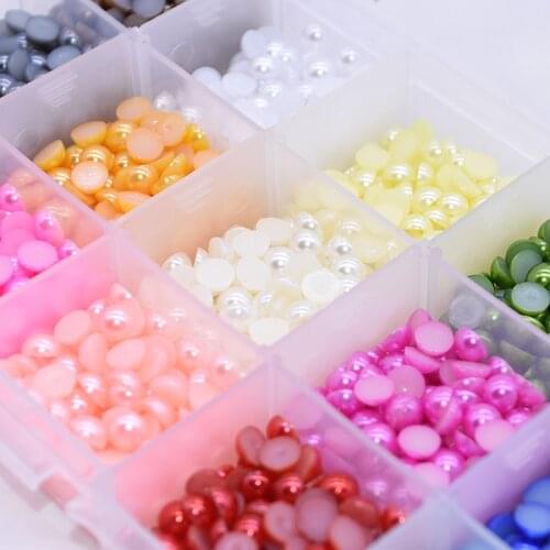 500/1000pcs 6mm Multicolor Acrylic Half Round Beads Imitaition Pearls Wedding Party Favor DIY Bowknot Decoration Accessories