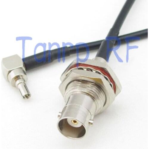 6in CRC9 male right angle to BNC female with nut bulkhead RF connector adapter 15CM Pigtail coaxial jumper cable RG174 extension