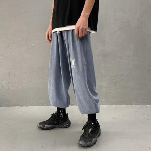 2020 Mens Fashion Harem Pants 4 Pure Color Casual Pants Loose Straight Trousers Streetwear Hip Hop Style Joggers Sweatpants
