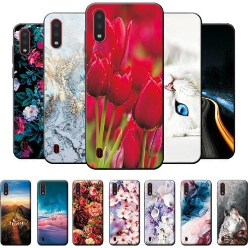 For Samsung A01 Case Cover Soft Silicone Tulip Flowers Bumper On For Samsung Galaxy A01 GalaxyA01 A 01 SM-A015F A015 A015F Cases