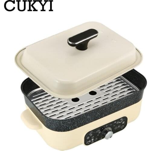 CUKYI 5.5L 1400W multi-function Electric Cooker Food steamer cooking pot barbecue hotpot Soup stew household Breakfast All-in-1