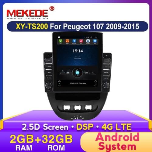 4G LTE 9.7‘’ Tesla screen Android GPS Navigation Radio Stereo for Peugeot 107 2009 -2015 Multimedia DSP carplay 2+32G BT SWC DVR