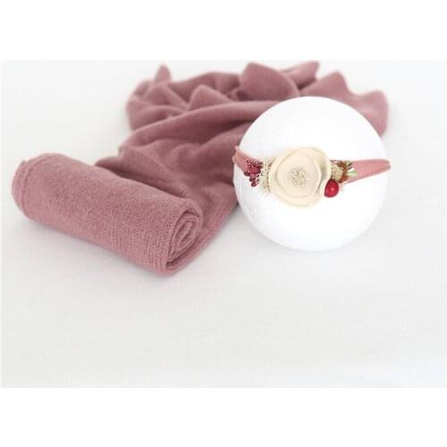 Newborn Stretch Knit Wrap Tieback Set Photography Props Baby Jersey Wrap Headband Set Photo Prop Baby Floral Headband