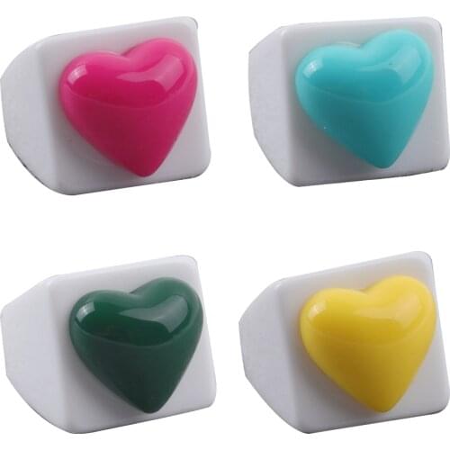 FishSheep Trendy Resin Heart Rings For Women Korean Creative Colorful Geometric Square Round Acrylic Rings 202 Jewelry Gifts