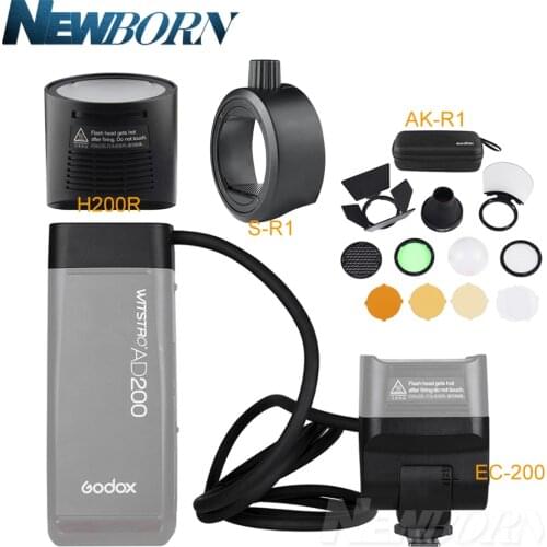 Godox AD200 Flash Accessory EC-200 WITSTRO H200R Round Flash Head Extension Head AK-R1 Color Temperature Reflector Godox