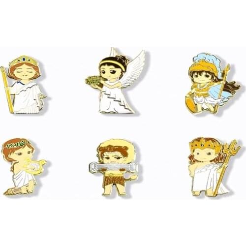 HOSENG Random 1Pcs Greek Mythology Series Badge Hera Athena Cartoon Divine Purity Alloy Party Enamel Pin Birthday Gift HS_154