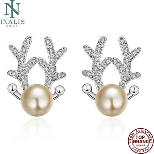 INALIS Shell Pearl Stud Earrings For Women Romantic Cubic Zirconia Female Copper Earring Anniversary Fashion Jewelry New Arrival
