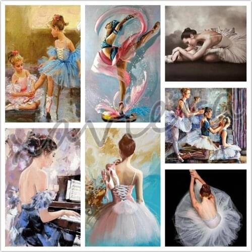 5D DIY Diamond Painting Ballerina Girl Cross Stitch Kit Full Drill Embroidery Rhinestone Mosaic Picture Home Decoration Crafts