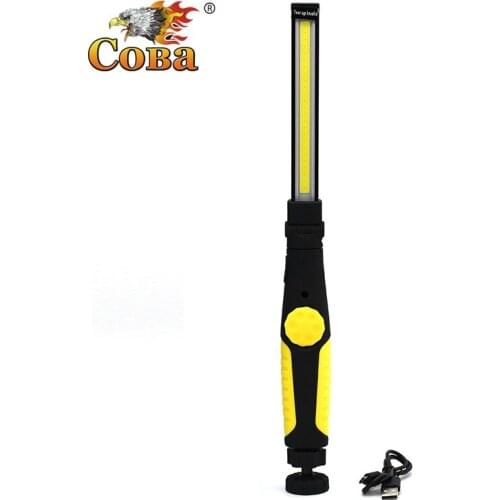 Coba led portable work light rechargeable usb work lamp flash torch lantena with magnet rotary switch waterproof