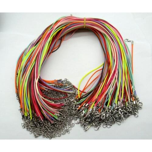 Wholesale 1.5mm color Wax Leather cord necklace rope 45cm with Lobster clasp good quality leather necklace rope 50pcs