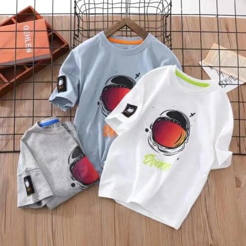 Summer T-shirts Boys Clothes Childrens Clothing Loose Short Sleeve Pring Space O-neck Fashion Kids Tops tees