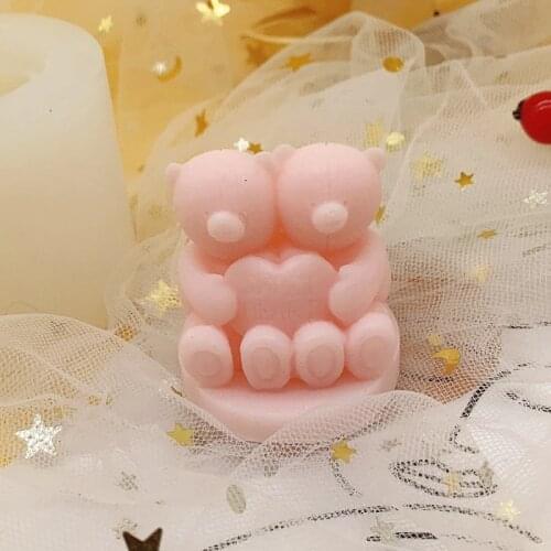 Love Couple Bear Scented Candle Silicone Mold Cute Married Couple Bear Mold Resin Molds 3d Candle Making Kit Plaster Mold
