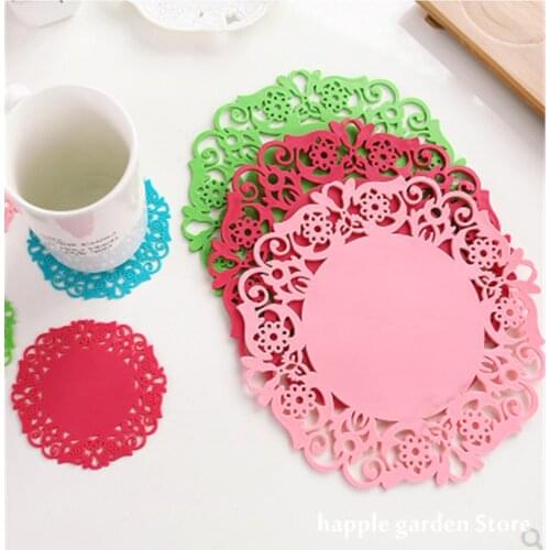 Mini Hollow Drink Coaster for Hot Silicone Cup Mat Placemat Stand Hot Coasters Individual for Kitchen Table Mats Pad Slip Holder