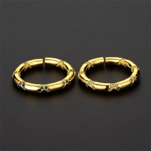 Fashion Jewelry Wedding Rings For Women Gold Color Anillos Crystal Bijoux Femme CZ Zirconia Round Circle Ring Adjustable Men