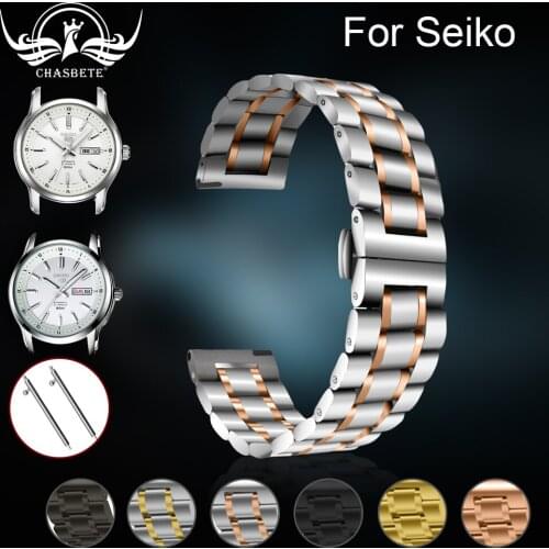 For Seiko Watchband 20mm 22mm Silver New Hot Metal Stainless Steel Watches Bands Straps Bracelet For Man Women Wristwatch+tools