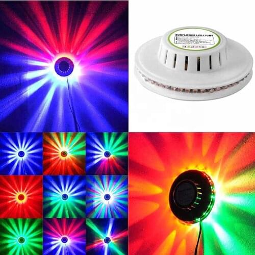 RGB Rotating Sunflower Disco Dancing Party DJ Club Pub Music Stage Light Mini LED Auto Color Projector Night Room Deco Lamp