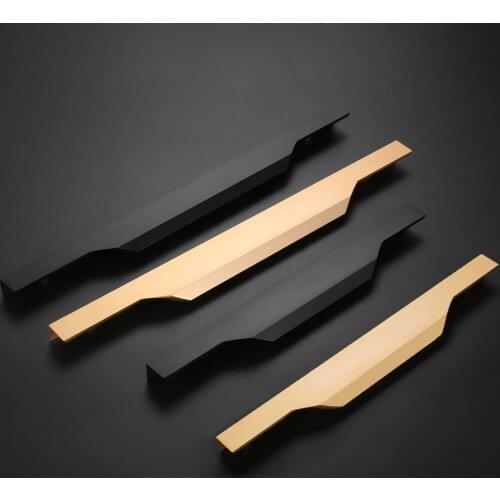 Hidden Handle 300mm/400mm Long Black/Gold Pull Hard Aluminium Alloy Knob Modern Simple Fashion Kitchen Cupboard Bathroom w/screw