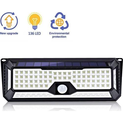 136 LEDs Super Bright Solar Light Motion Sensor Lights Wall Lamp Outdoor Lighting Garden Security Walkway Street Porch Lights