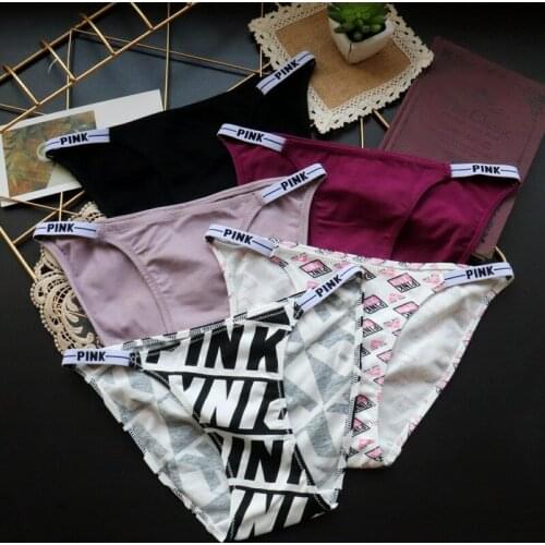 Sexy Women Panties Cotton G-String Letter PINK Underwear Seamless Briefs Thongs Low Waist Lady Intimates Sport Girls Lingerie