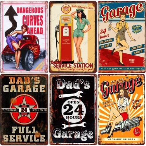 Dads Garage Vintage Metal Tin Signs Motorcycle Retro Plaque Poster Pub Club Wall Garage Home Decor Last Stop Plate 20*30cm A124
