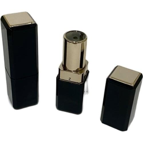 High-end 12.1mm Black Square Lipstick Tube New Empty Plastic Lip Balm Cosmetic Container Packaging Refillable Bottle 25pcs 50pcs