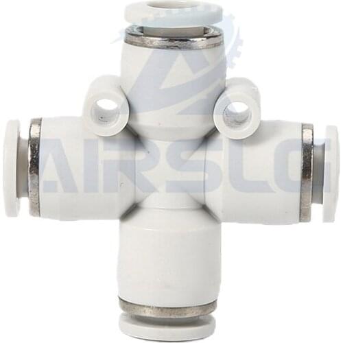 High Quality PZA Hose Tube Push In 4-Port Air Splitter Gas Connector Quick Fitting 4 Way Cross Shape Equal Pneumatic Fitting