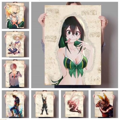 WTQ Japanese Anime Decor My Hero Academia Canvas Painting Anime Posters Wall Decor Anime Retro Poster Wall Art Picture Home Deco