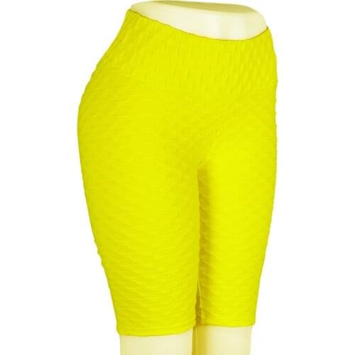 Yellow Fitness Sport Shorts Yoga Running Jogger Women Short Trousers High Waisted Workout Athletic Gym Biker Fifth Pants