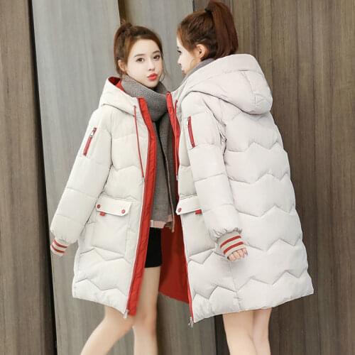Woman Jacket Parkas Coat Down Womens Long Winter Loose Large Size Cotton-Padded Clothes Hooded Cotton Coat Jacket Veste Femme