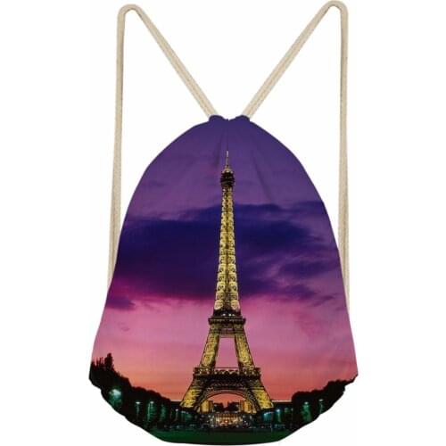 Noisydesigns Faye Bag Eiffel Tower Retro Printed Womens Drawstring Bags Travel Mini Backpack For Girls Shopper Bag Shoe Bag