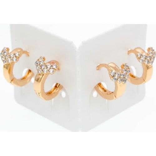 10mm Girl Small Hoop Earrings for Baby Gold Earings Kids Jewelry Heart Crystal Gift Bijoux Bebe Brinco Orecchini Oorbellen E0702