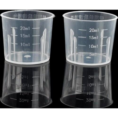 100cs 20 ML Travel Cup Of Liquid PE Liquid Case Small Mouth D-r-u-g Cap With Scale