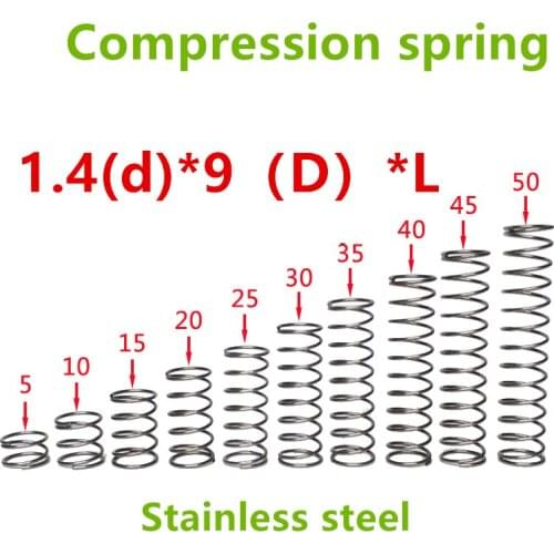 20pcs 1.4*9*(10/15/20/25/30/35/40/45/50) Stainless steel Series small spot spring wire compression pressure springs