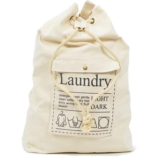 3PCS / LOT Creative Style Cotton Canvas Laundry Bag Shoulder Strap Travel Bag