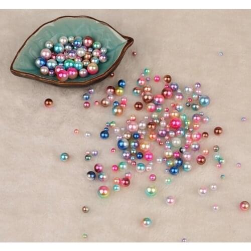 4/6/8/10mm 250pcs/bag 9 Colors Colorful No Hole Diameter Plastic ABS Gradient Color Beads For DIY Women Decoration Crafts