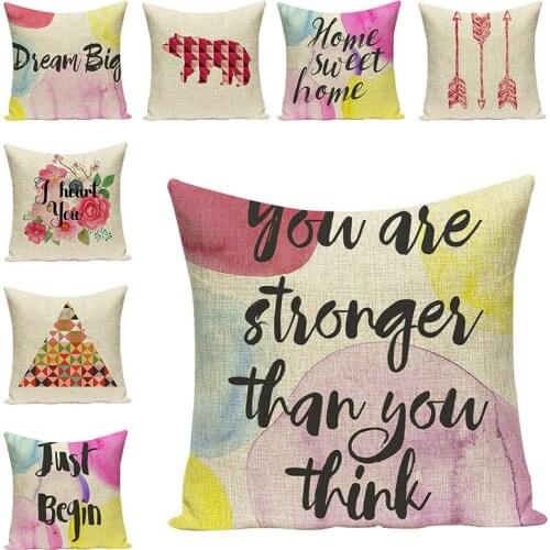 Letter Cushion Cover Decorative Pillow Cases Art Car Seat Accessories Sofa Throw Pillowcase Home Textile Decor Mom Gifts 45x45cm