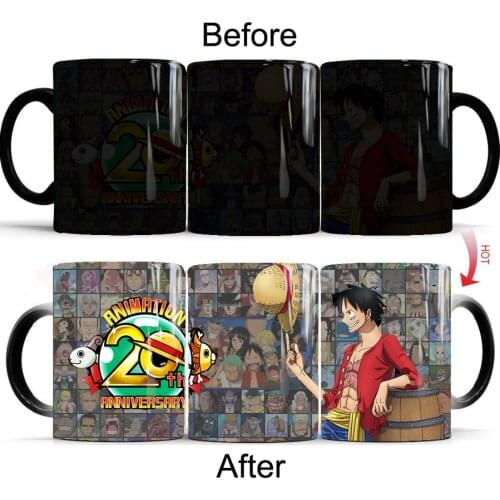 Twentieth anniversary one piece mugs gear 4 luffy Ace Zoro mug color changing magic coffee mugs cup moring milk cup mugs gift