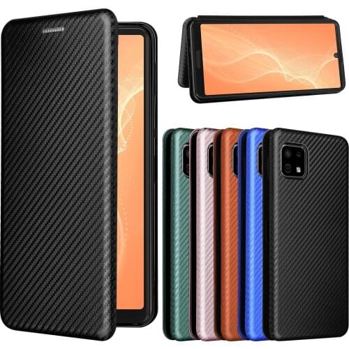 For Sharp Aquos Sense 6 Case Carbon Fiber Flip Leather Case For Sharp Aquos Sense6 Business Magnetic Wallet Card Slot Slim Cover