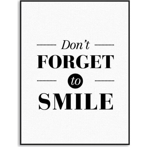 Black and White English Motivational Alphabet Poster Modern Minimalist Nordic Living Room Decorative Canvas Painting Smiling