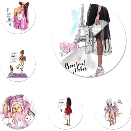 Black Brown Hair Baby Mom Girl Queen Icons Pins Badge Decoration Brooches Metal Badges For Backpack Decoration