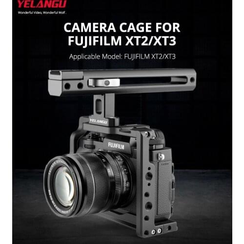 YELANGU C19 Camera Cage Aluminum Alloy with Cold Shoe Mount Cable Clamp Mounting Adapter for FUJIFILM XT2/XT3