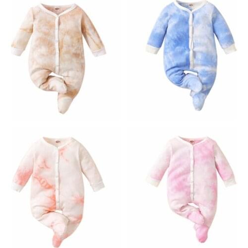 Autumn Infant Baby Bodysuit Girls Boys Long Sleeve Tie Dye Print Rompers Jumpsuit Kids Outfits