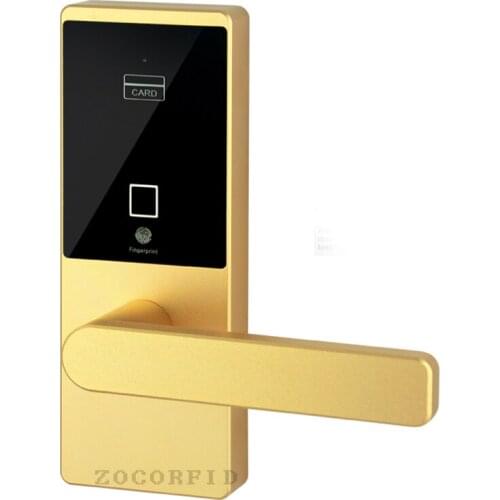 DIY Aluminum alloy dry battery 13.56MHZ RIFD card and Biometric fingerprint door lock (with key)