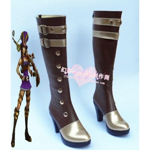 LOL Caitlyn Girls Halloween Long Cosplay High Heels Shoes Boots H016