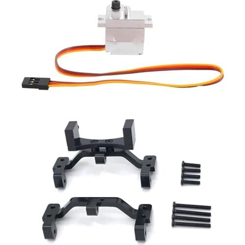 For Gear Servo + Metal Arm For MN D90 D91 WPL B1 B14 B16 B24 C14 & Metal Pull Rod Base Seat & Axle Up Servo Bracket