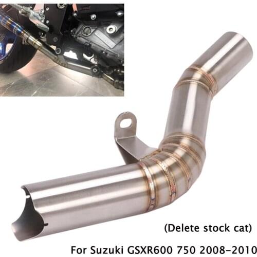 For Suzuki GSXR600 GSXR750 2008-2010 Exhaust Cat Delete Pipe Stainless Steel Middle Link Tube Connect Section Slip On Motorcycle