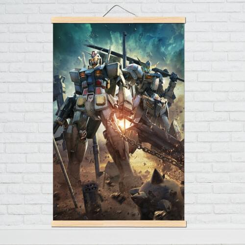 GUNDAM HD Japanese anime On Canvas Printed Modern Wall Decorative Unique Gift Solid Wood Hanging Scroll Painting Home