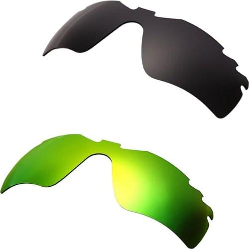 HKUCO Black/Green 2 Pairs Polarized Replacement Lenses For Radar Path-Vented Sunglasses Increase Clarity